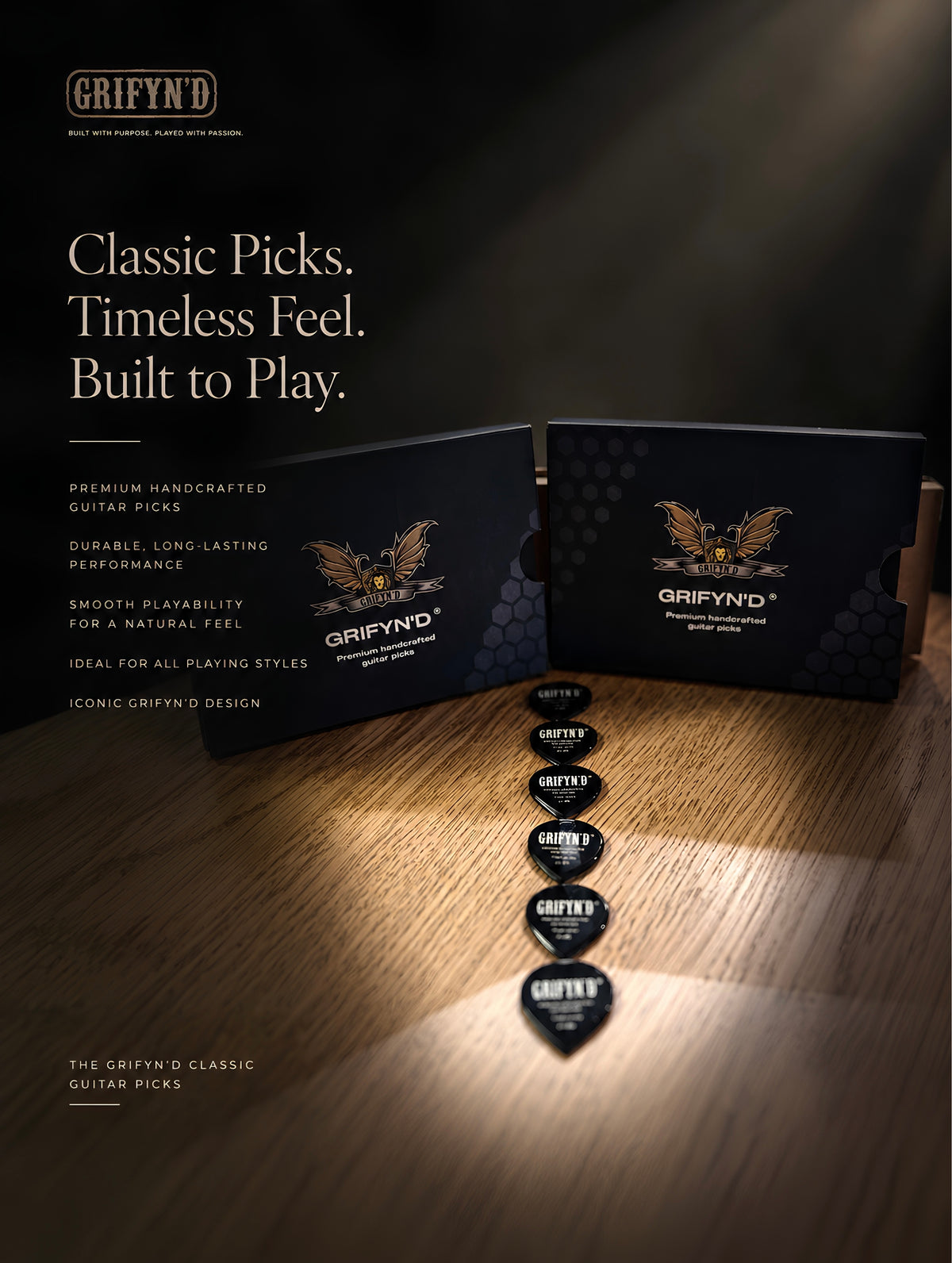 Grifyn'd Premium Handcrafted Guitar Picks (Classic series)
