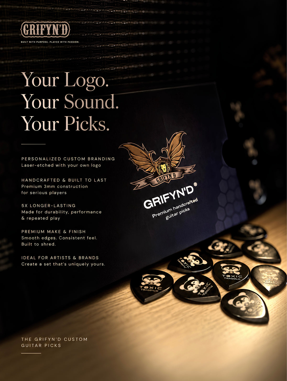 Grifyn'd Premium Handcrafted Guitar Picks (Custom series)